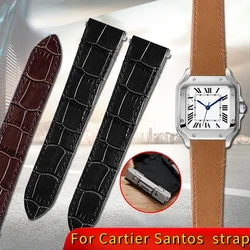 Quick Release Design Watch Strap 19mm 21mm For Cartier Santos WSSA0010 Watchband Medium Large Size Black Brown men‘s Replacement