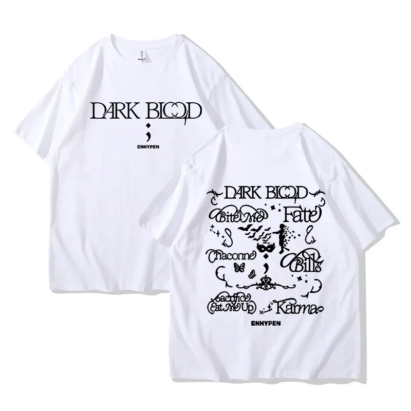 ENHYPENN-تيشيرت بأكمام قصيرة مع ألبوم دم داكن للفتيات ، تيشيرت قطني ، موضة كورية ، مروحة ، صيف ، موضة #3