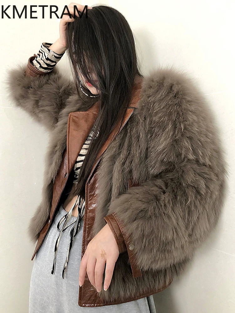ขนสุนัขจิ้งจอกธรรมชาติผู้หญิงหรูหรา 2025 ใหม่ในOuterwearsฤดูหนาวเสื้อผ้าผู้หญิงแฟชั่นสั้นเสื้อขนสัตว์จริงба