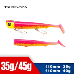 TSURINOYA T Tail Soft Worm 110mm 35g Ultra Long Casting Fishing Lure For Seabass Flounder Sea Fishing Soft Bait With Jig Hooks