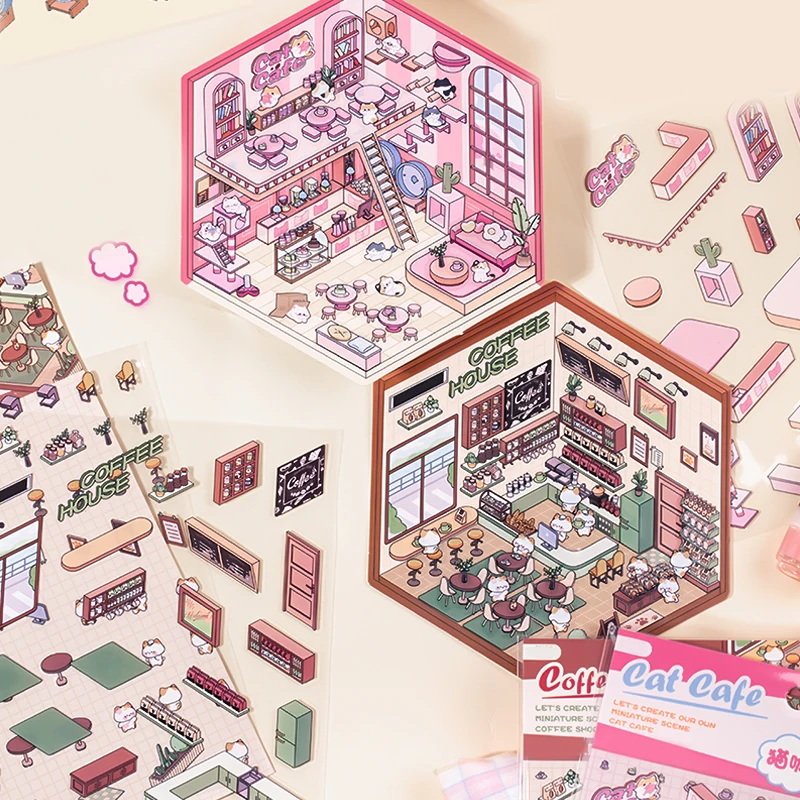 

Mr. Paper 1 стиль 8 шт./пакет страна чудес ПЭТ стереоскопические наклейки DIY справочник альбом фоторамка конверт чехол для телефона