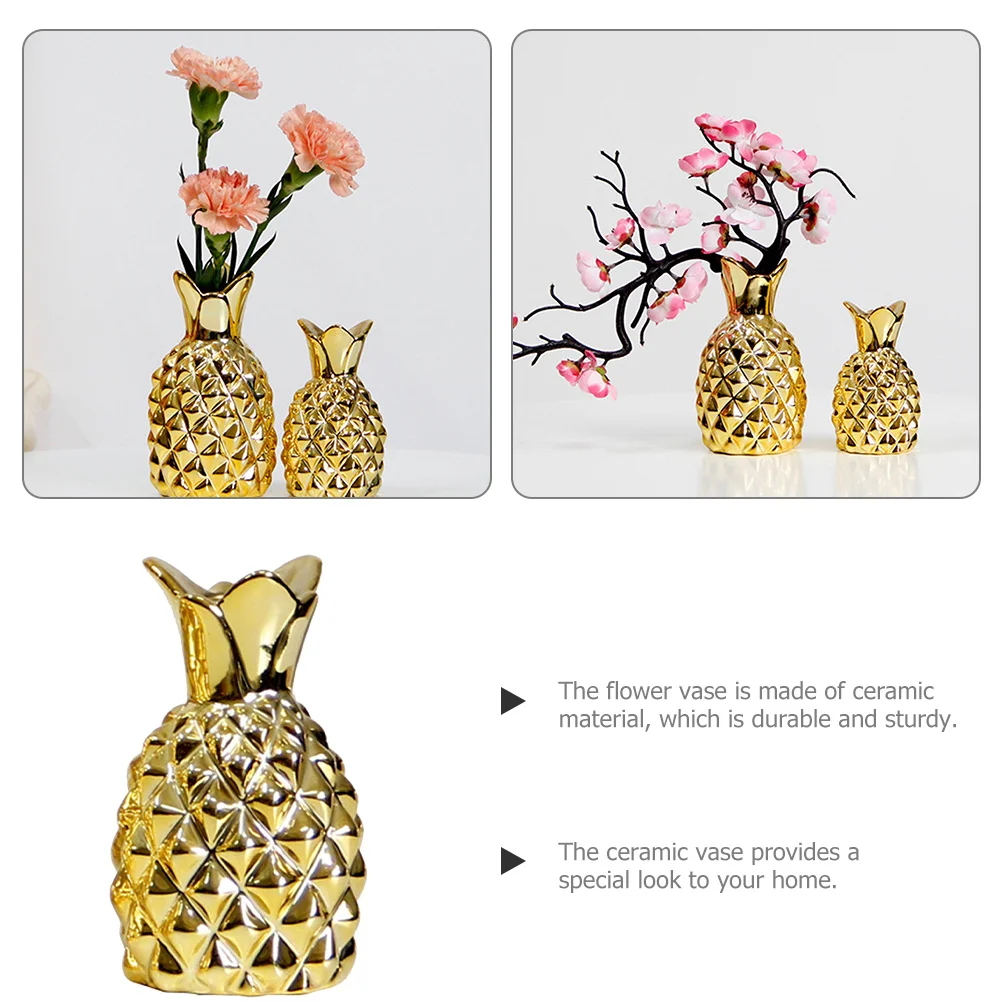 

Ceramic Vase Golden Pineapple Design Small Flower Pot for Home Decor Living Room Bedroom Tabletop Centerpiece Decorative Indoor
