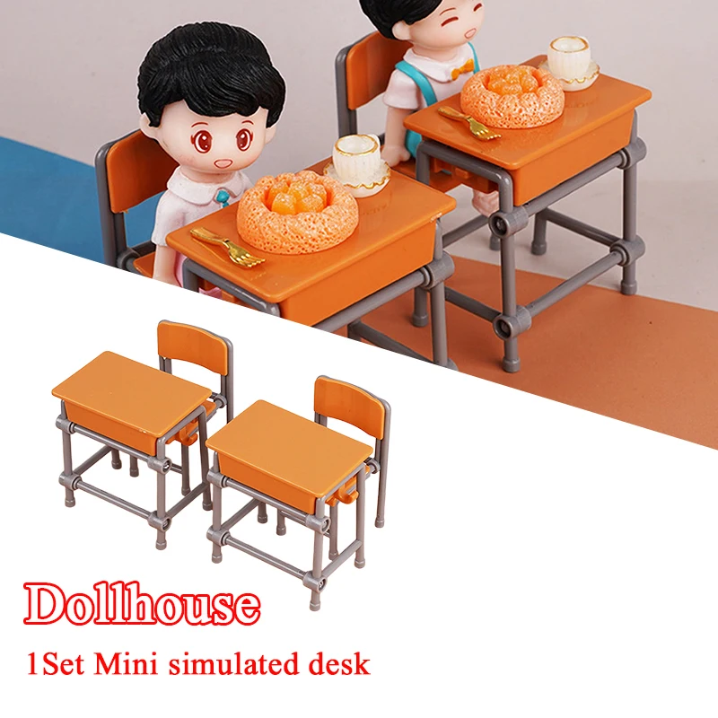 1 conjunto 1:12 acessórios para casa de bonecas, mesas em miniatura, cadeiras, modelo, decoração de sala de aula, brinquedo, comida, utensílios de mesa, ornamento