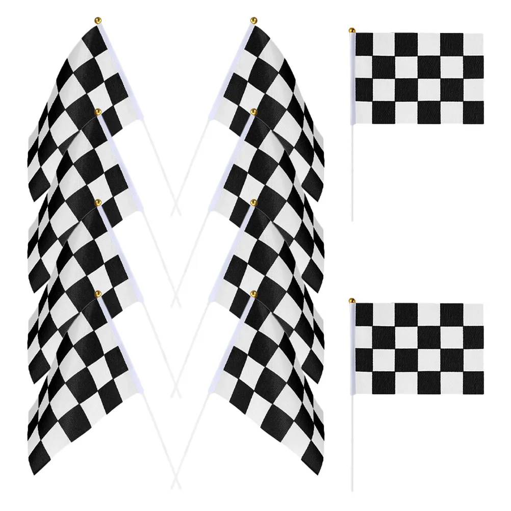 10 drapeaux de course à carreaux portables pour événements sportifs, courses automobiles, fêtes, décorations d'Halloween, drapeaux de cheering