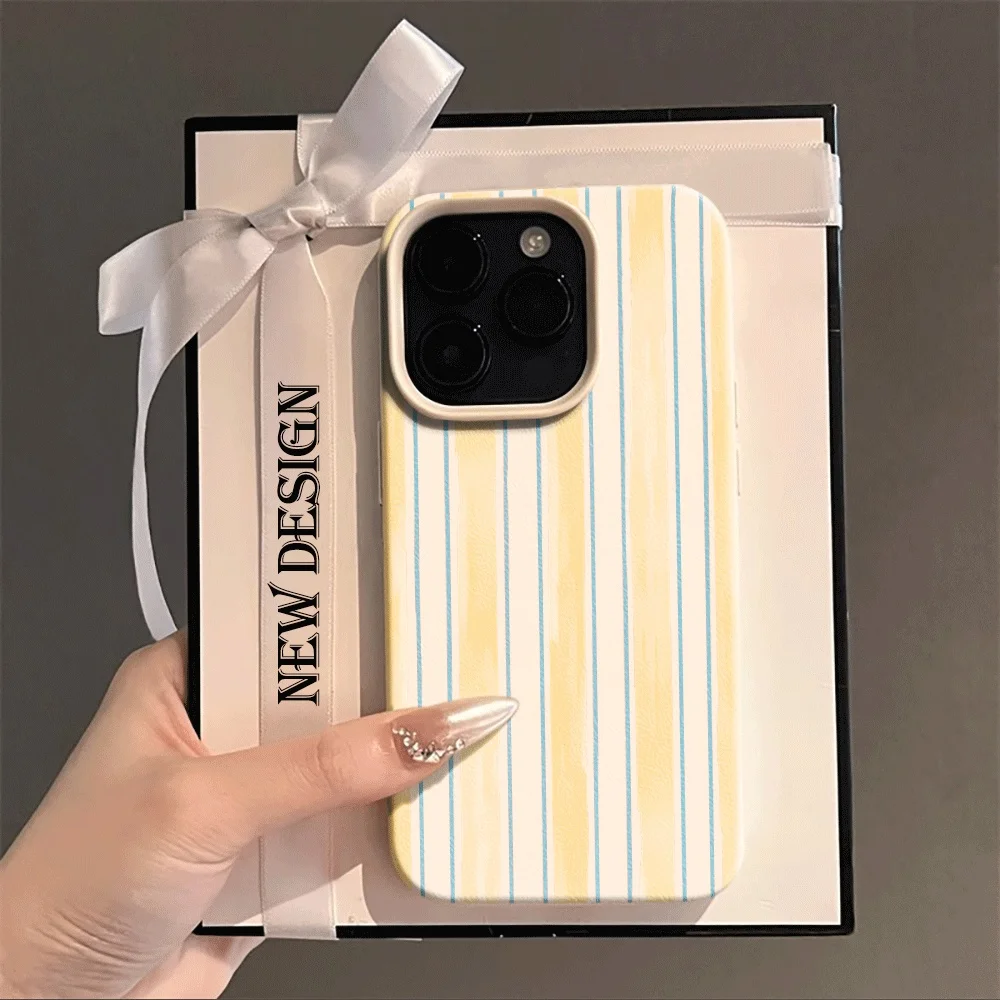 Zweifarbig gestreiftes Handyhülle mit Farbblockierung für iPhone 17 16 15 14 13 12 11 Pro Max 16 15 Plus 17 X XR Silikon Matt Weiche Hülle – Detail 1