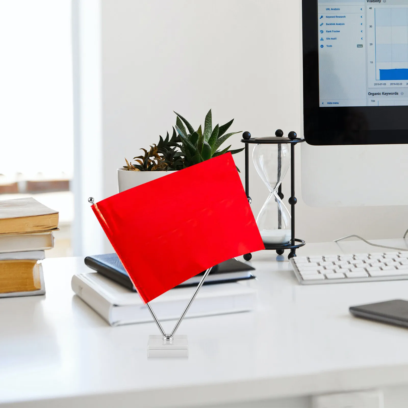 

Office Desk Flag Holder V Shaped Stainless Steel Base Stable Desktop Flag Display Bracket Suitable for Small Flags Party