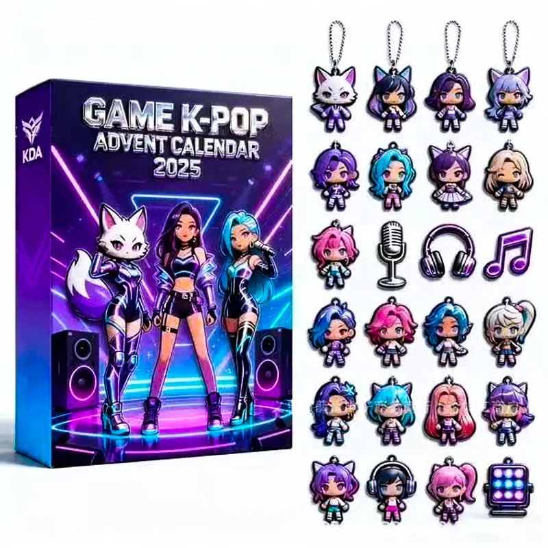 Kpop caçadores de demônios calendário do advento de natal huntrix rumi mira zoey saja meninos derpy tigre caixa cega brinquedos decoração de ano novo presentes