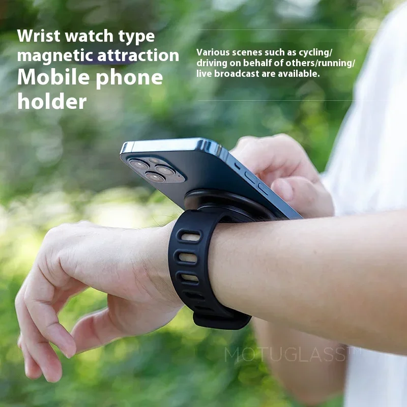 

Outdoor Cycling Wristband Magnetic Phone Holder Strap Portable Fitness Arm Mount Lazy Stand for Smartphone