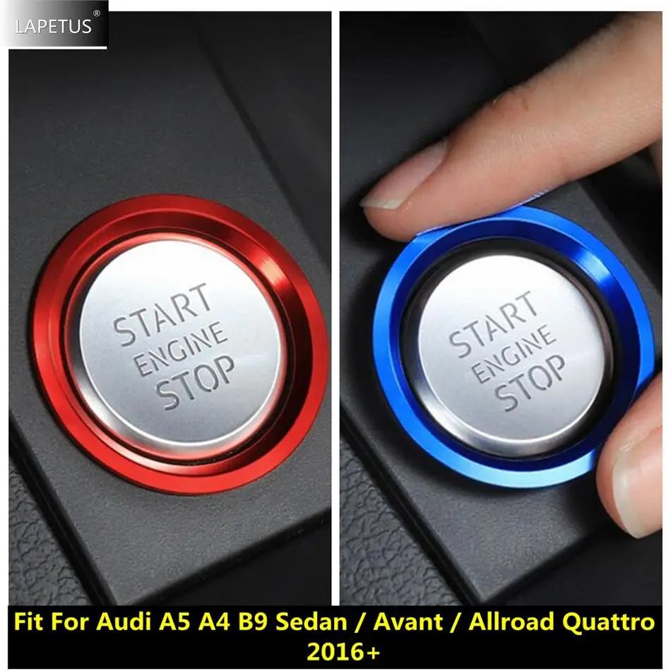 

Auto Accessories Start Stop Engine Push Button Ring Circle Decor Frame Cover Trim Kit For Audi A5 A4 B9 2016 - 2020 Red / Blue