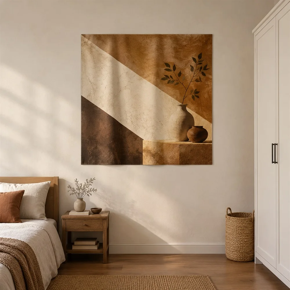VIKAMA Earth Wall Shadow Diagonal Flow Tapestry Wall Hanging, Wabi Sabi Wall Decor Tapestries for Bathroom Bedroom Living Room