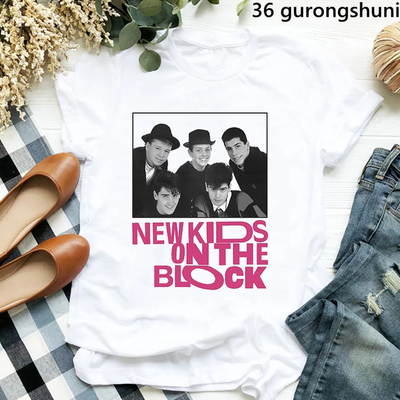 Funny New Kids on the Block T-Shirt NKOTB T Shirt Women Clothes Female Clothing Harajuku Short Sleeve 90s Tees Tops Drop Ship