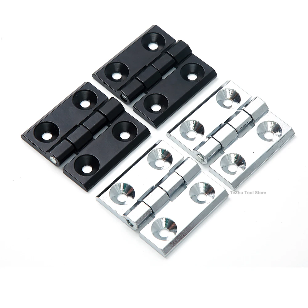 1 szt. 40/50/60/65/80mm zawiasy doczołowe metalowe czarne zawiasy do drzwi szafka aluminiowe pudełko Backflap osprzęt do drzwi szopy Heavy-duty zagęszczony