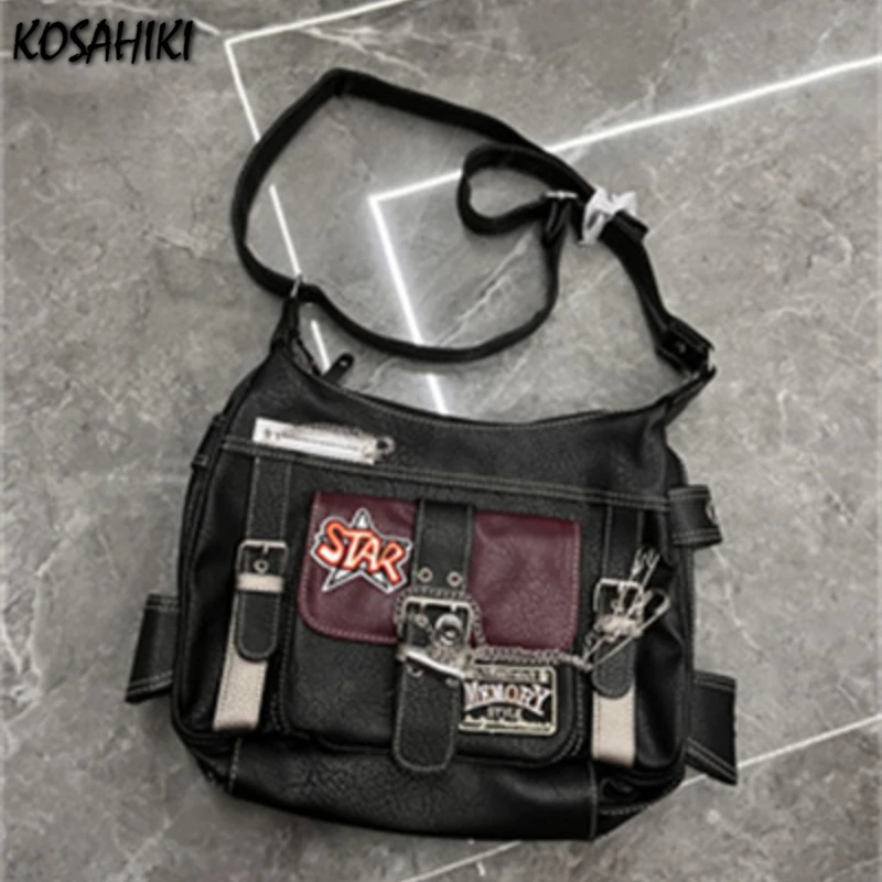 Vintage Personality New Punk Underarm Bag Y2k Aesthetic All Match Harajuku Handbags Women Casual Streetwear Shoulder Bags Female