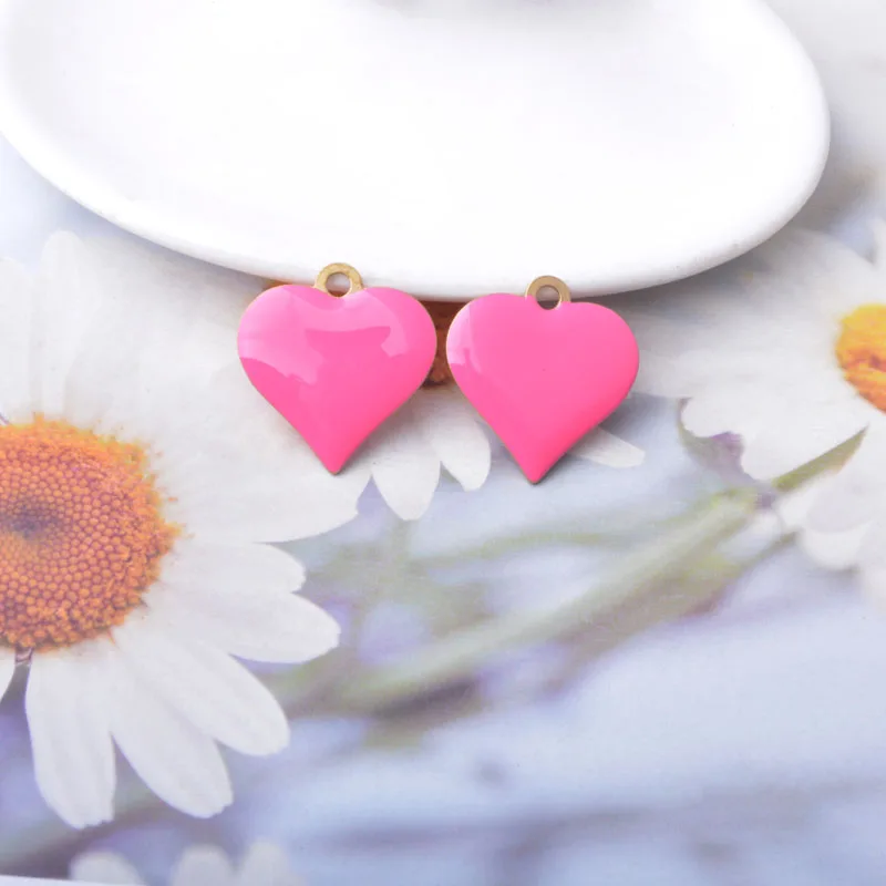 10 Stück Kupfer Beidseitig Emaillierte Herz-Anhänger Bunte Damen Halskette Ohrringe Öltropfen Liebesanhänger DIY Schmuckzubehör – Detail 9