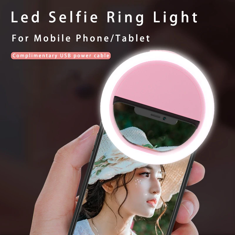 Anillo de luz LED con carga USB para teléfono móvil, lámpara de Selfie para iPhone, Samsung, Xiaomi, Huawei y OPPO