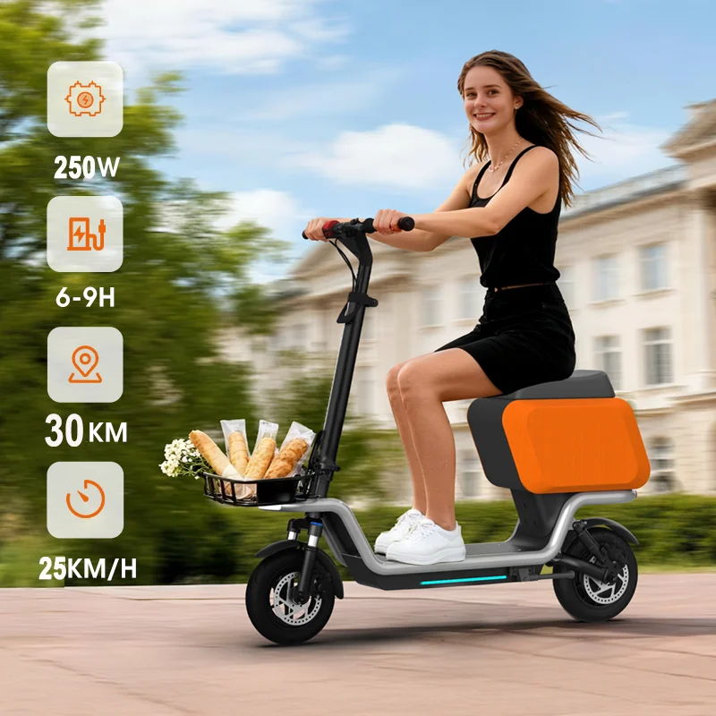 

Best Seller Electric Scooter 10'' Tires Foldable E-Scooter With Suspension Digital Display Cruise Control Rear Seat Box / Basket