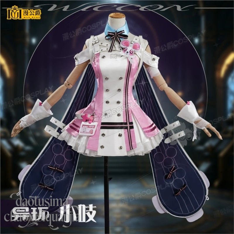 Chiz Cosplay Costume Kawaii Pink Dress Rabbit Ear Shoes Wigs Cute Sweet Lolita Halloween Party Anime Game Neverness To Everness view 3