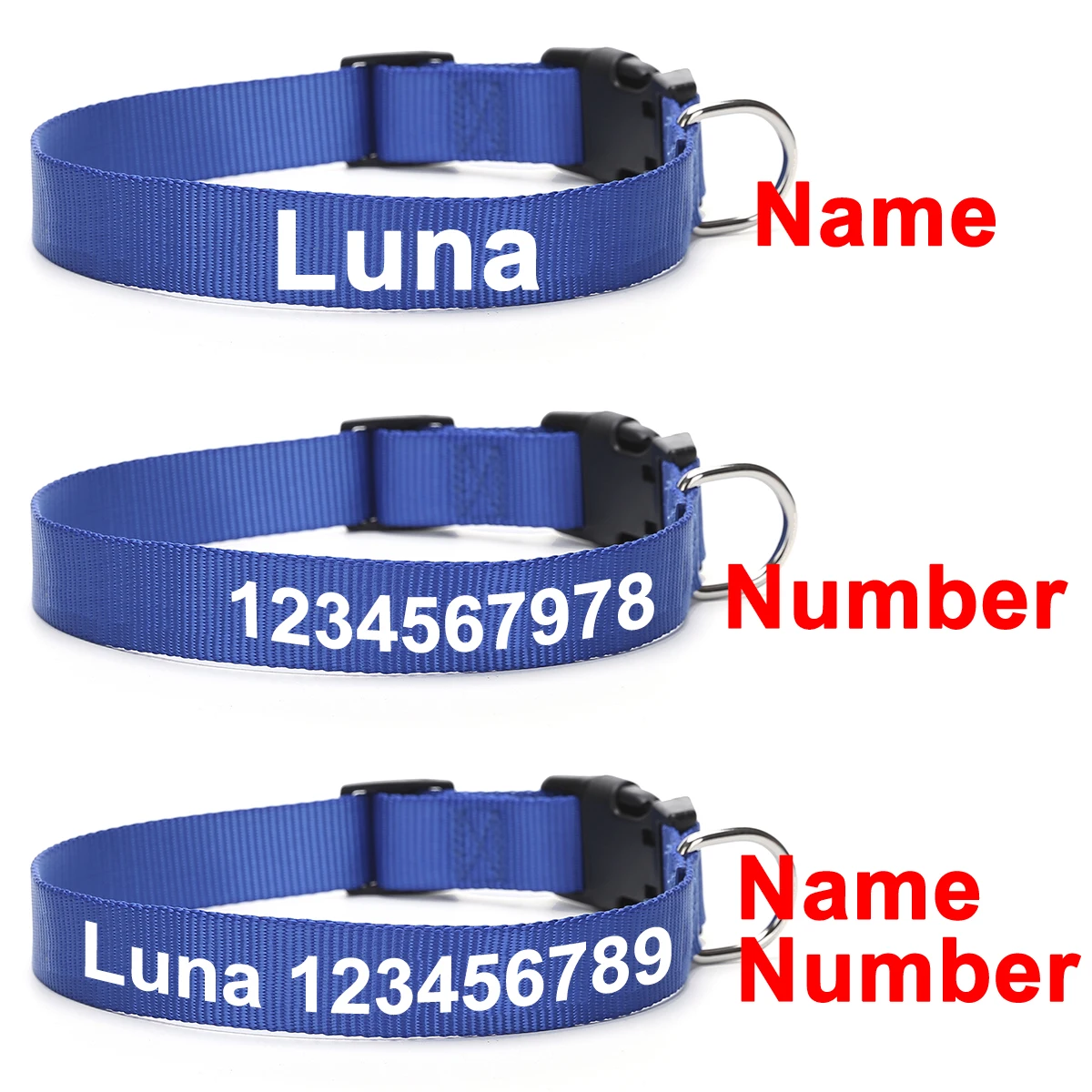 Dog Collar Custom Pet Personalized ID Collar Name and Phone Number Nylon Necklace Small Medium Large Accessories