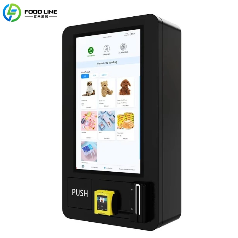 Mini External 32Inch Touch Screen Snack Drink Wall Mounted Vending Machine Combo for Sale Card Reader Bill Acceptor Customized
