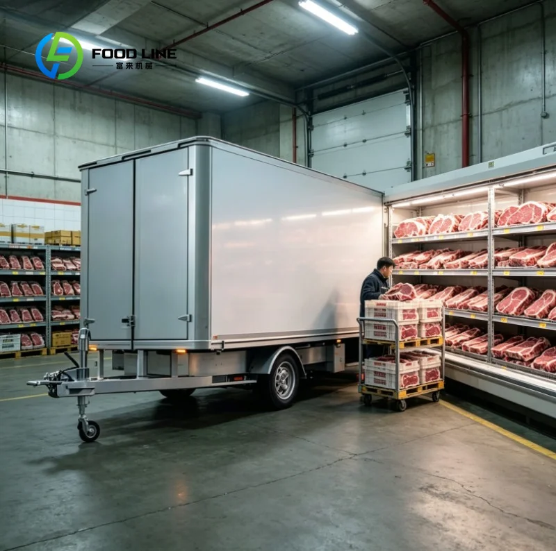 Custom Commercial Mobile Refrigerator Food Trailer for Storing  Vegetables, Shrimp, Customizable Interior