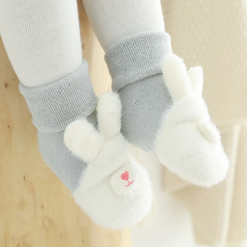 Lawadka Newborn Baby Girl Boy Socks Anti Slip Cute Soft Cartoon Winter Thick Warm Terry Infant Socks For Baby Girls Boys 0-3Year