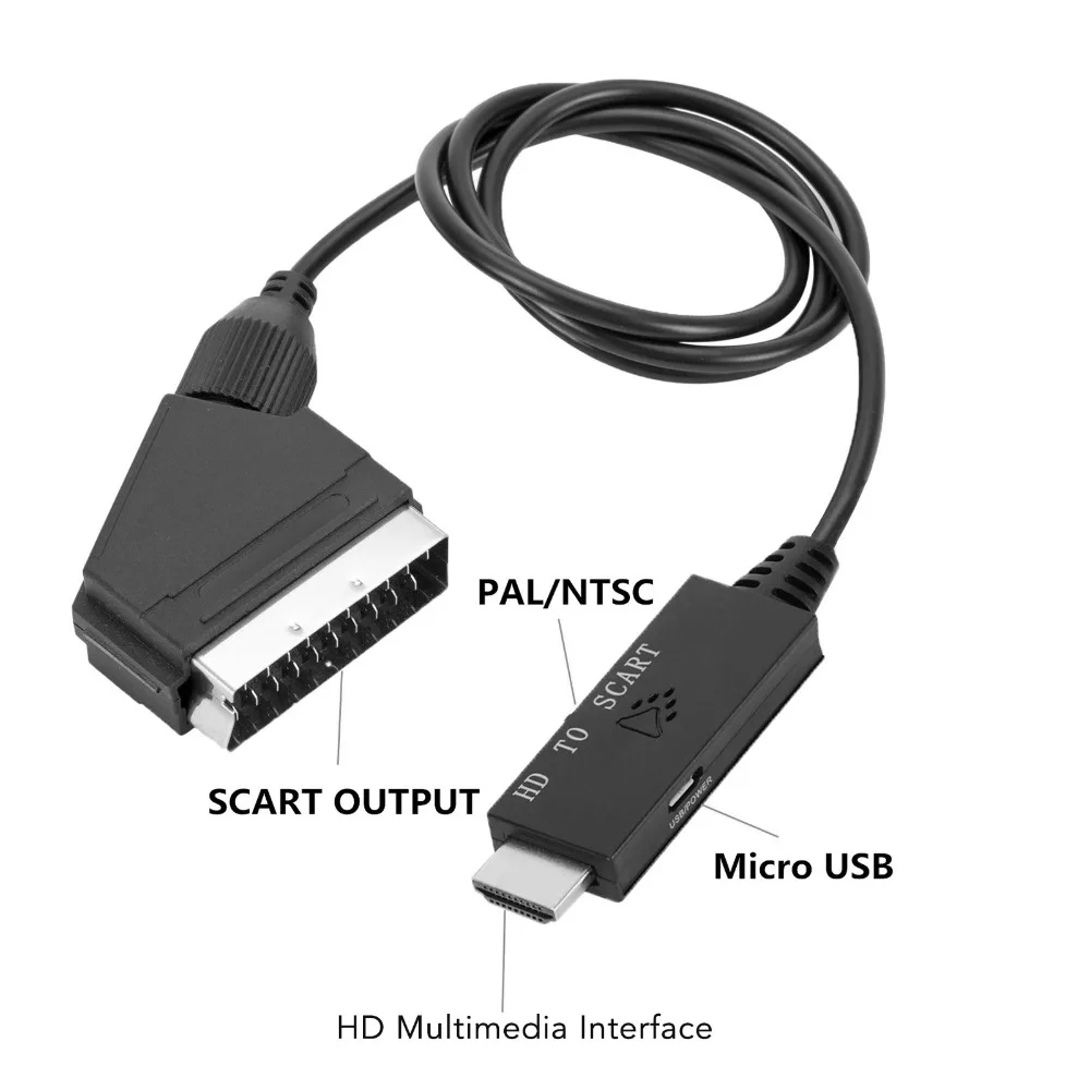 Support PAL NTSC HD Multimedia Interface Cable HD Digital Multimedia Interface SCART Converter Adapter for TV VHS VCR DVD