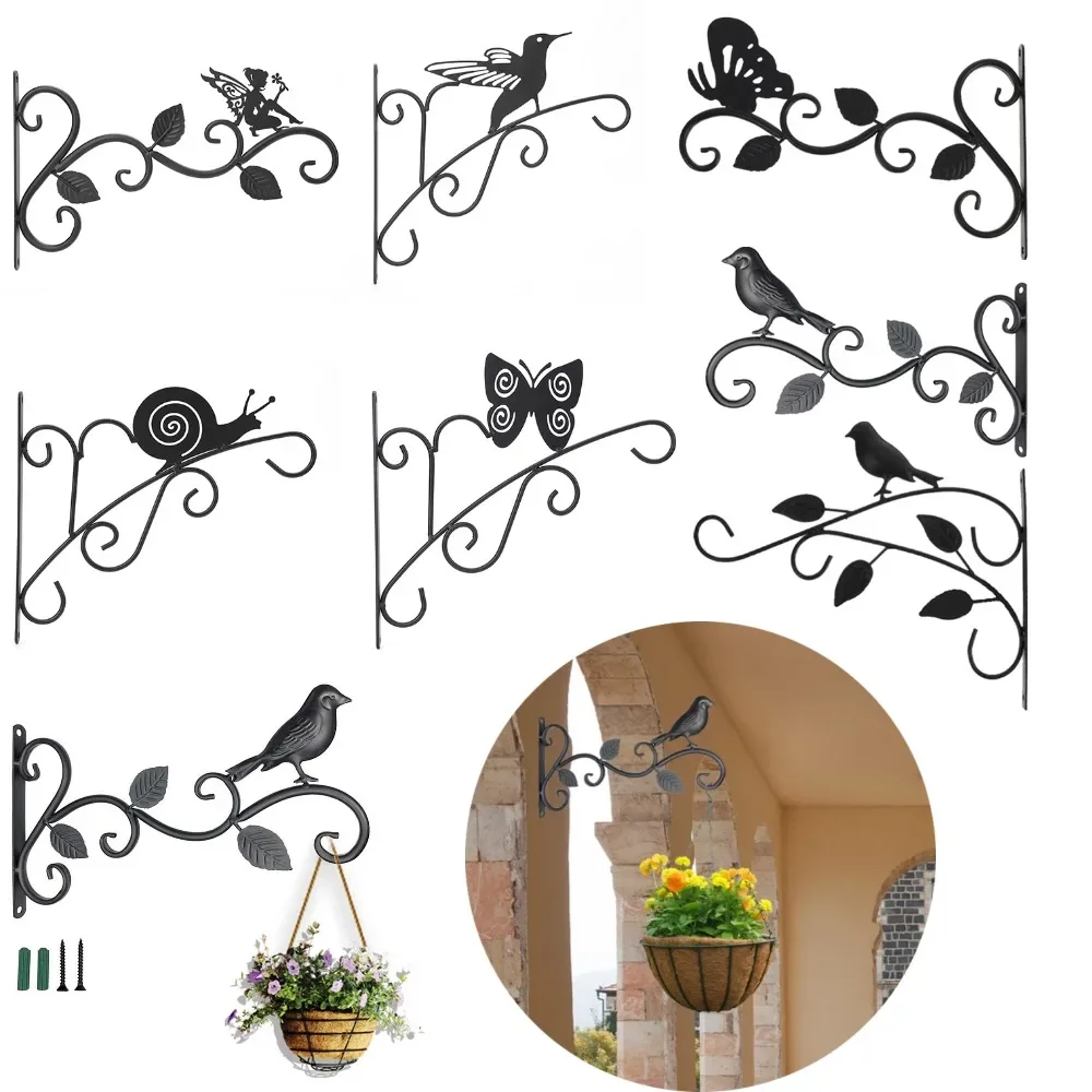 Wall-Mounted Hook Flower Pot Holder Europe Vintage Iron Art Flower Stand Garden Decoration Wall Hanging Basket Bracket