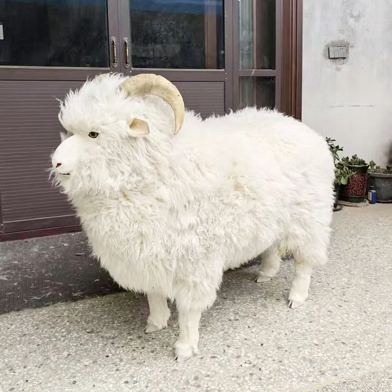 

Крытый дом, сад, 3D игрушка-овца, статуя из натурального меха, современная новинка, овца на Новый год, Рождество, Ид Альладха, роскошная домашняя овечка
