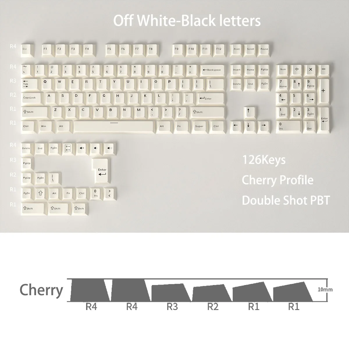 

Minimalist Style Double Shot PBT Keycaps 126 Keys Cherry Profile Keycaps for Gateron MX Switches Mechanical Gaming Keyboards