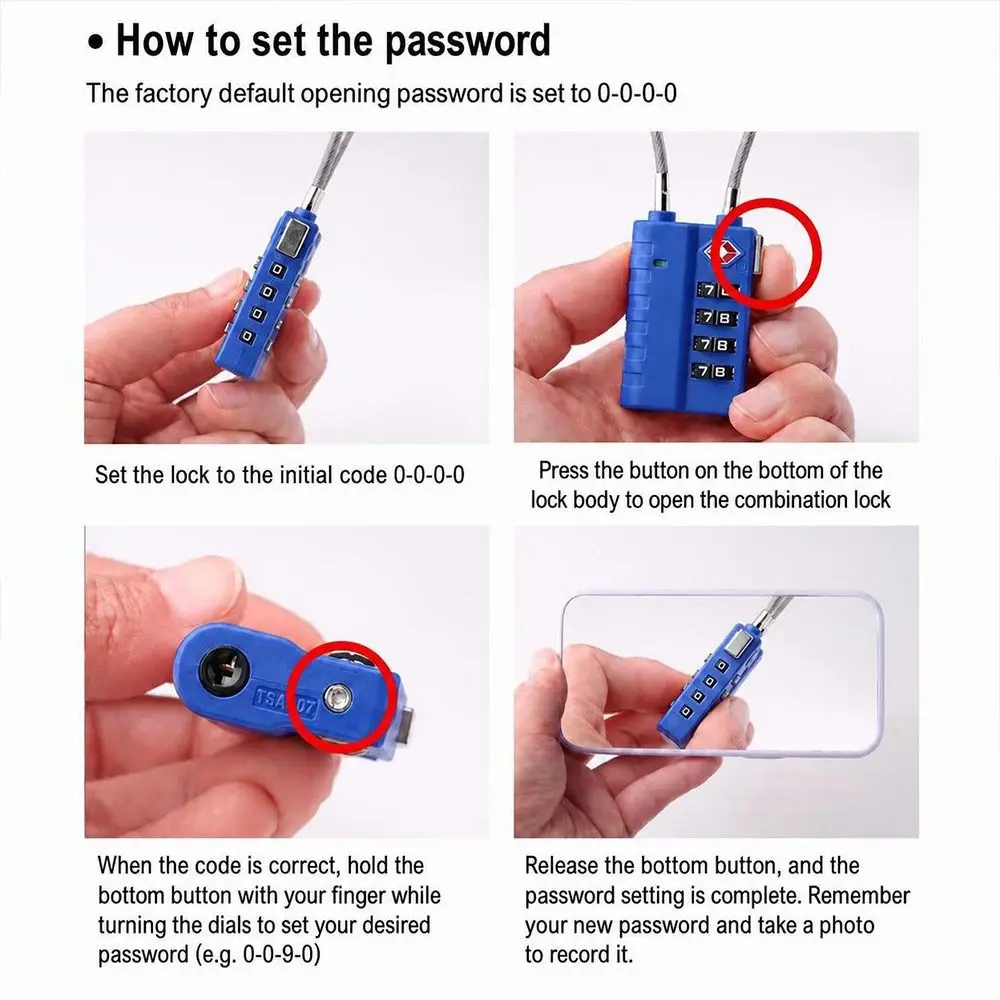 New TSA 4 Digit Combination Lock Wire Rope Anti-theft Customs Password Lock Security Tool Cabinet Padlock for Travel