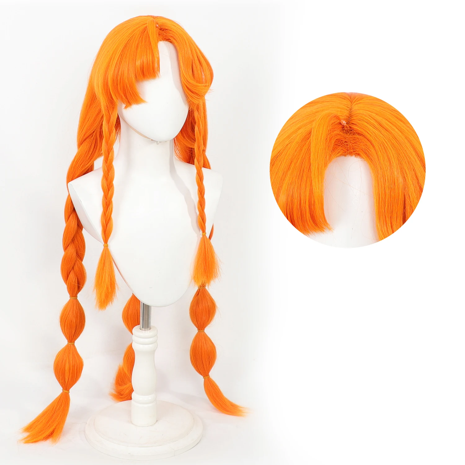 Cosplay Wig 40inch Wuthering Waves Sigrika Orange Long Braided Lantern Braid Wig Simulation Scalp Synthetic Hair For Anime Party
