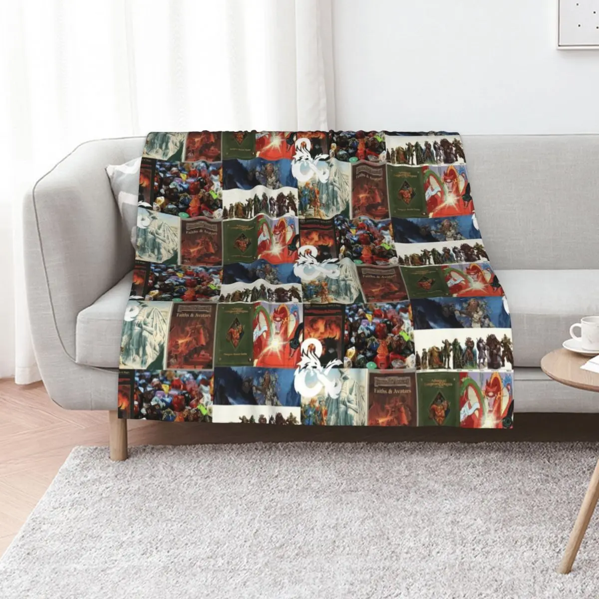 D&D Collage Throw Blanket Picnic Vintage Blankets For Sofas Fashion Sofas Bed Fashionable funny gift Blankets