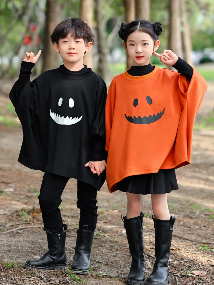 

Детская одежда для родителей и детей на Хэллоуин, костюм с изображением летучей мыши-призрака и тыквы, одежда для косплея дьявола для мальчиков и девочек, дети