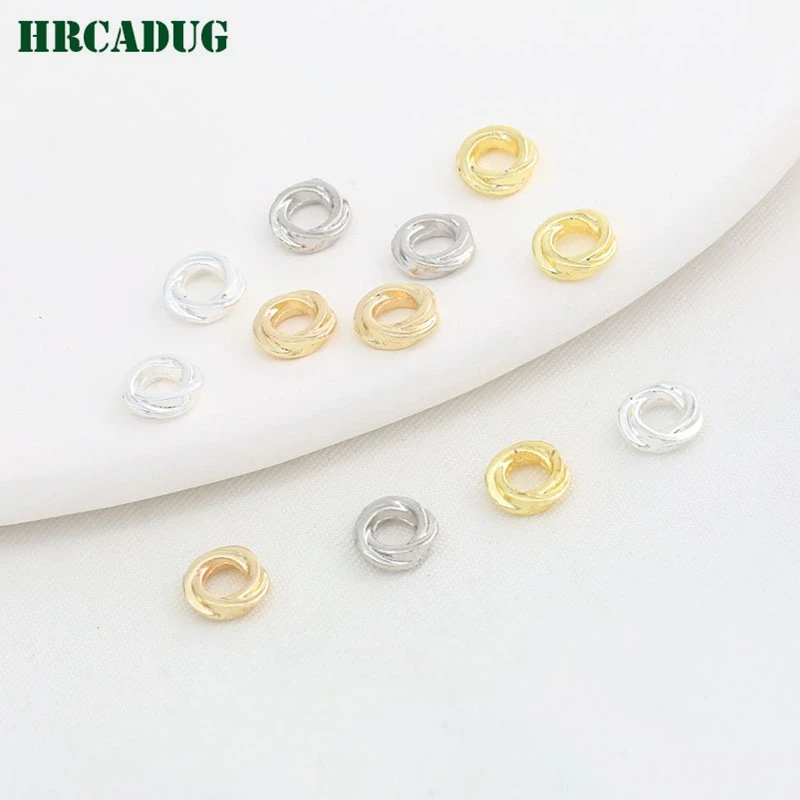 

30PCS Twist Closed Ring 14K Gold Plated Big Hole Spacer Beads Round Jump Rings For Jewelry End Connectors DIY Making Accessories