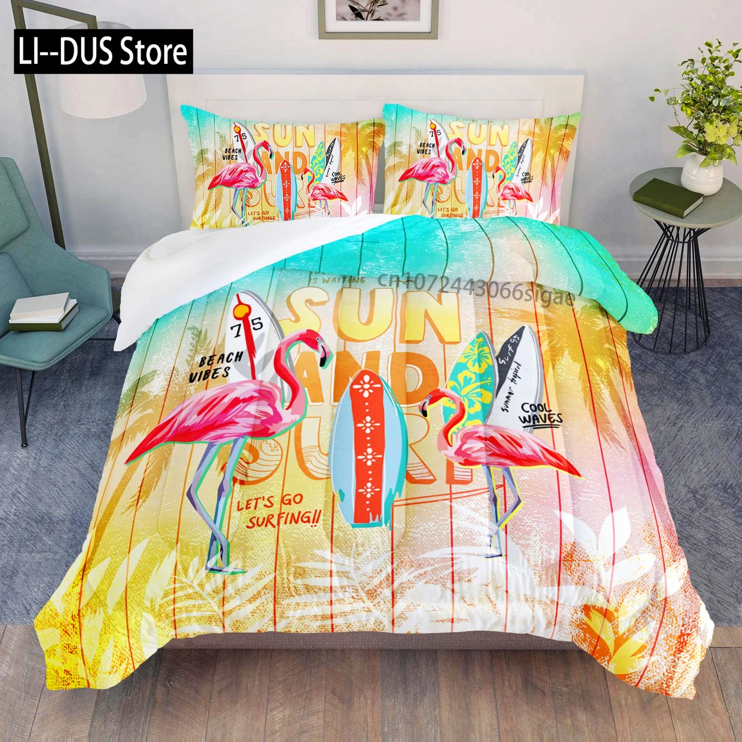 

Toucan Animal Flamingo Comforter Cover, Bedding Set Queen for Kids Girls Boys Children Bedroom, Duvet Cover Girly Pink Bed Set