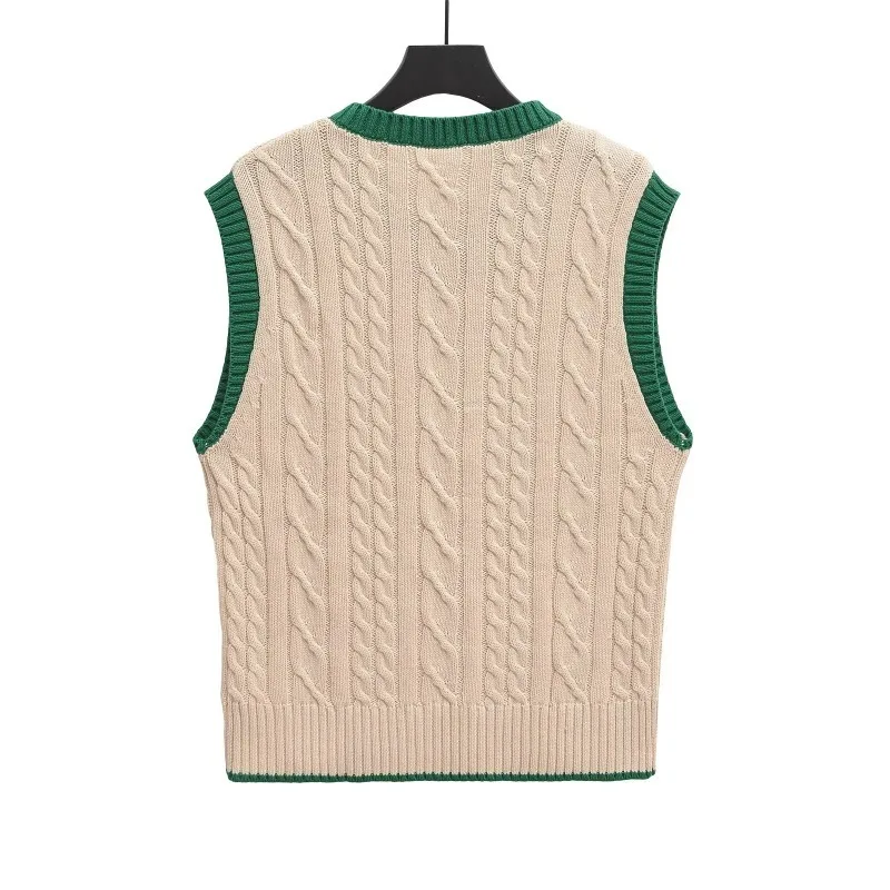 TRAF ZR Lady Vests Prairie Chic V-Neck Vintage Knit Vest New Knitwear Autumn New Products Sleeveless Vest Women's Fashion Vests