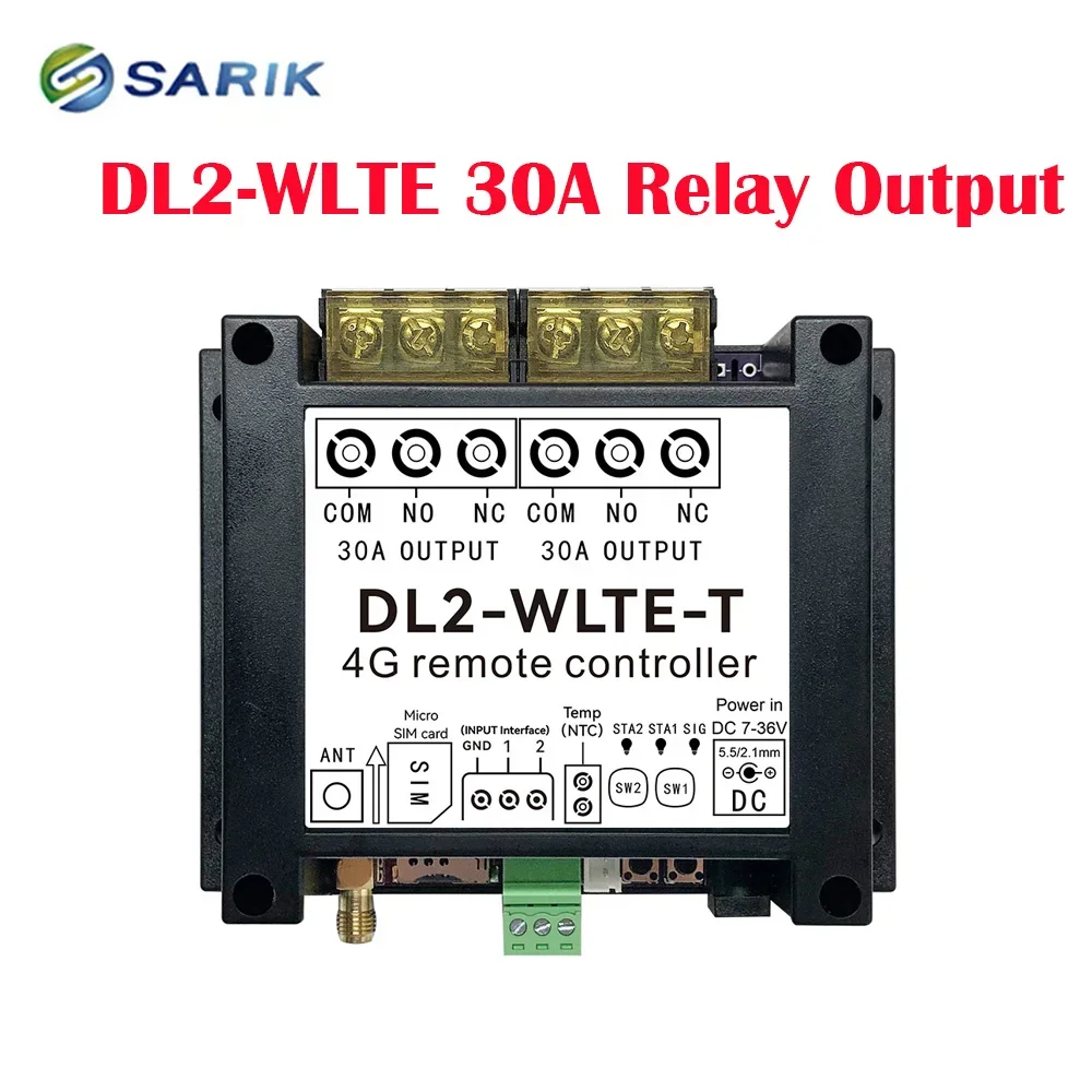 4G TLE Smart Controller 2-Wege-Relais 30A GSM GPRS Fernbedienung Netzschalter Link mit Temperatursensor Thermostatsteuerung Automatisierung