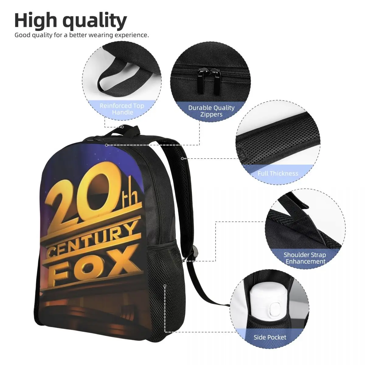 Mochila clásica Fox del siglo XX para estudiantes, bolso escolar, mochila de viaje para senderismo, mochila de moda para niños y niñas, bolsos de hombro