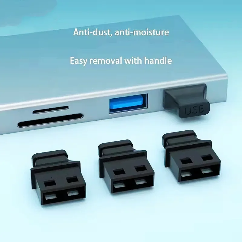 USB Port Plug with Handle Unused Interface Anti-dust Cover for Laptop Computer Notebook Power Bank Outdoor Cycle USB Socket Cap