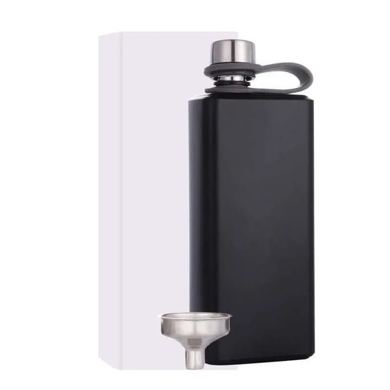 Stainless Steel 7oz Pocket Hip Flask Drink Alcohol Whiskey Flasks Russian Liquor Pot Black Painted Wine Bottle As Gift