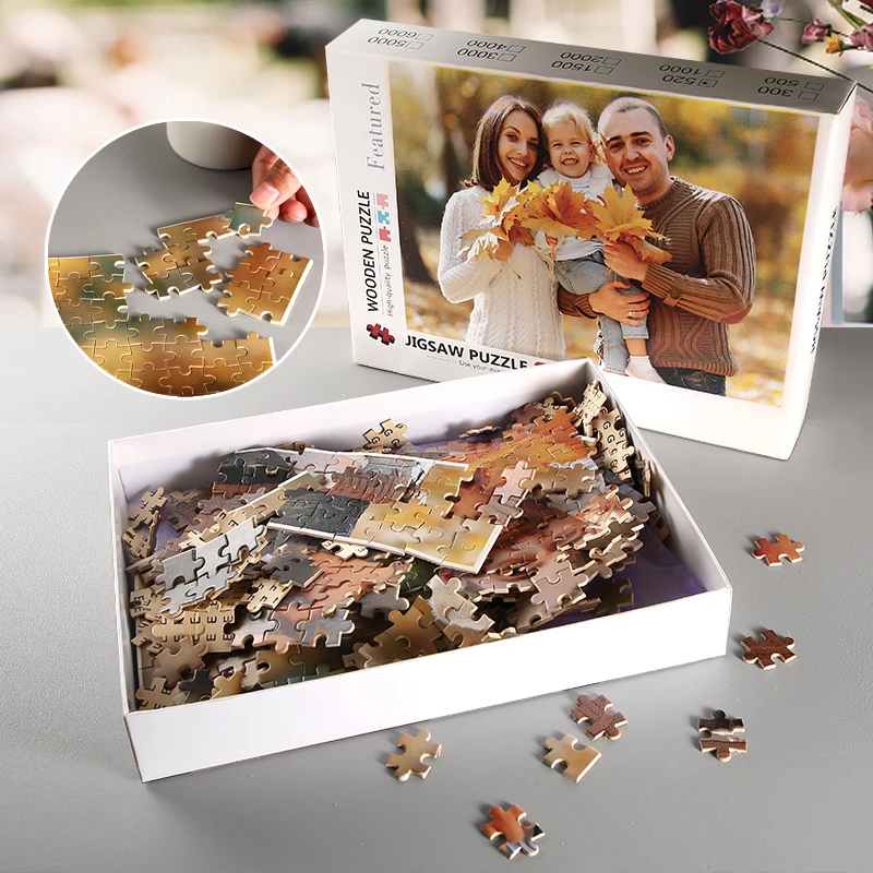 Personalized Photo Puzzle Family Christmas Gift.  Puzzle Box from Memory Photo Boy Girl Gift Custom Puzzle wedding with Picture