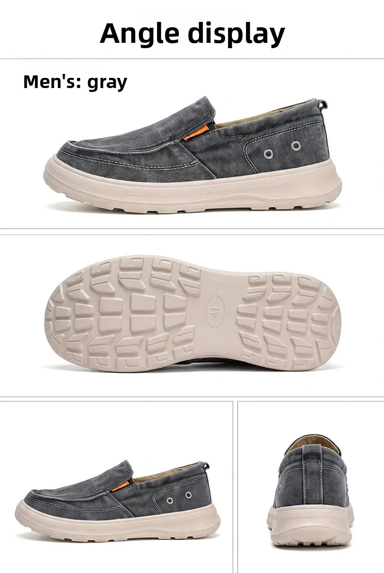 Herren-Slipper aus Canvas, atmungsaktive Loafer aus gewaschenem Denim, leichte, rutschfeste Schuhe zum Gehen, bequeme Alltagsschuhe für Herren. – Detail 10