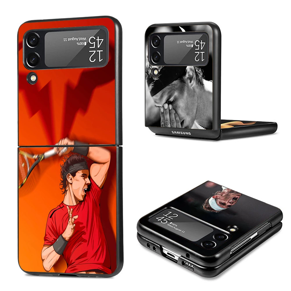 Rafael Nadal Tennis Phone Case for Samsung Galaxy Z Flip3 5G Flip4 Flip5 Black Hard Cover Z Flip 5 4 3 PC Shell Zflip3 Coque