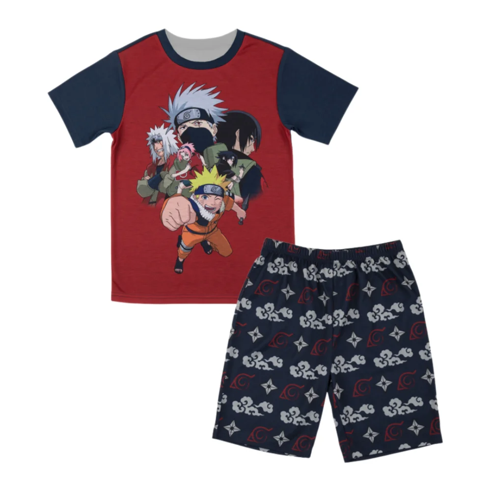 

Naruto Uzumaki Team 7 Anime Print Pajama Set Family Summer Adults Kids T-Shirt & Shorts 2Pcs Breathable Quick Dry Sleepwear