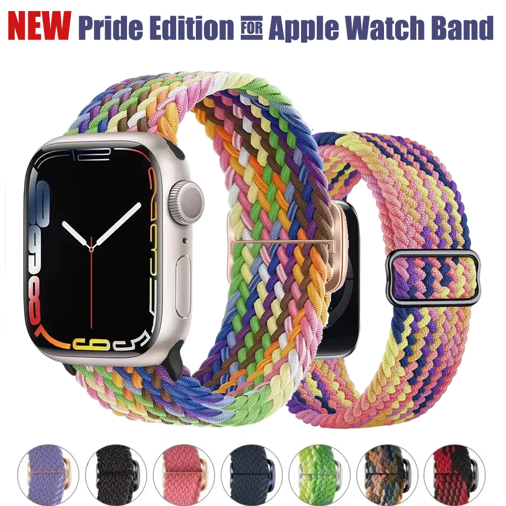 Braided band For Apple watch Strap 42/44/45/46mm 38/40/41mm Elastic Nylon bracelet for iWatch serie 10 9 8 7 6 5 4 3 Ultra2 49mm