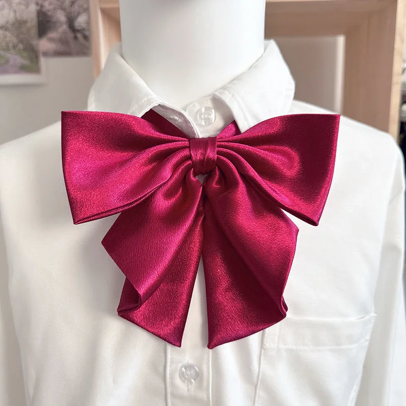 

2024 New Fashion Solid Color Red Bowties Oversized Swallowtail Bowknot Women College Girls JK Ties Uniform Sailor Suit Butterfly