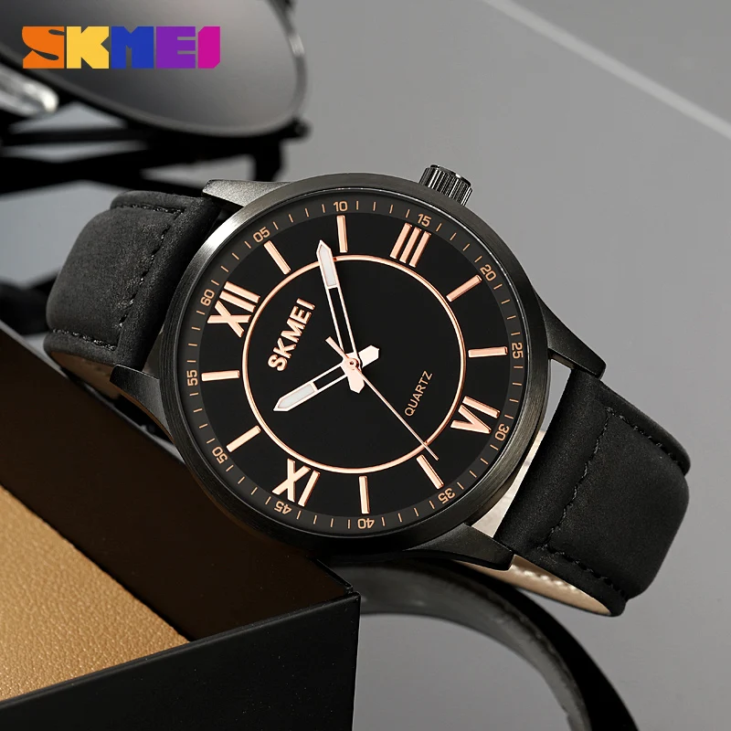 SKMEI Jam Tangan Pria Kasual Fashion Merek Top Jam Tangan Kuarsa Bulat Kedap Air Desain Asli Sederhana Jam Tangan Olahraga Reloj Hombre
