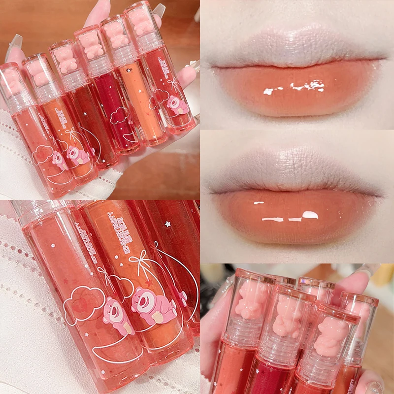 Crystal Jelly Strawberry Mirror Lip Glaze Watery Lipgloss Waterproof Lasting Colored Tint Liquid Lipstick Beauty Makeup Cosmetic