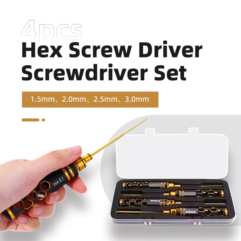 4pcs Hex Screwdriver Set 1.5mm 2.0mm 2.5mm 3.0mm for Racing Drone Helicopter Cars Boat RC Parts - Precision Repair Tool