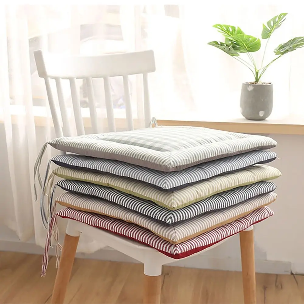 Durable Linen/Sponge Chair Cushion Soft Checkered Chair Pad Comfortable Four Seasons Seat Cushion